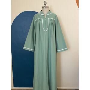 Vintage 60s 70s Shadowline Zip Front House Dress- Sz. Large